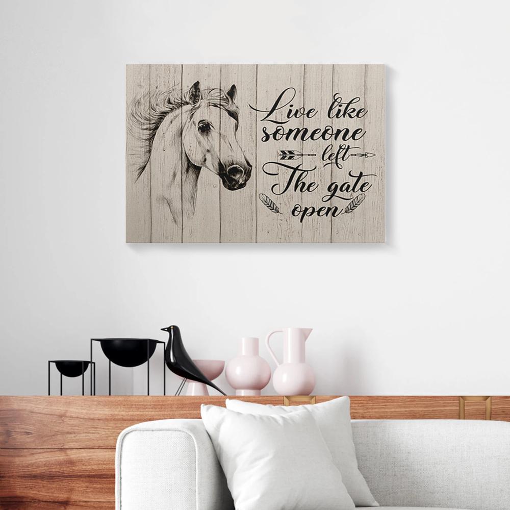 life like someone left the gate open horse canvas prints wall art decor 7131