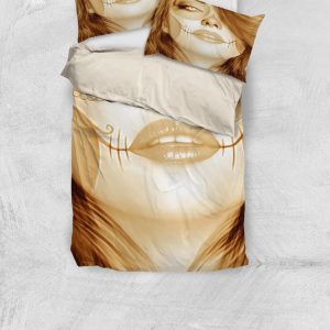 light brown calavera fresh look halloween spirit duvet cover bedding set bedroom decor 6476