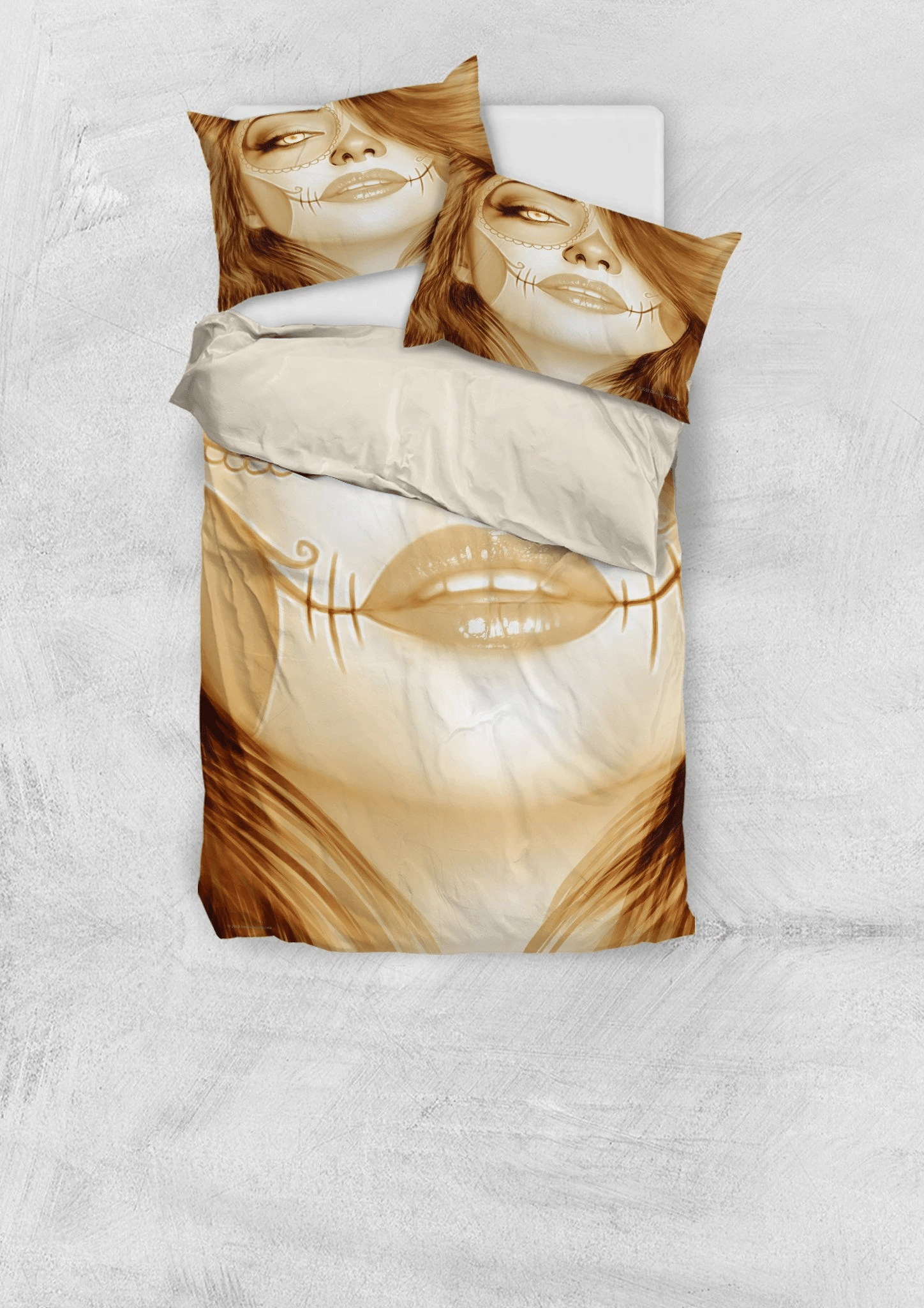 light brown calavera fresh look halloween spirit duvet cover bedding set bedroom decor 6476