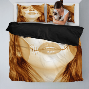 light brown calavera fresh look halloween spirit duvet cover bedding set bedroom decor 6507