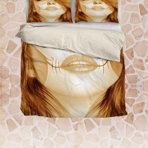 light brown calavera fresh look halloween spirit duvet cover bedding set bedroom decor 6861