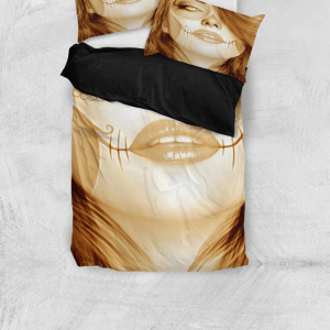 light brown calavera fresh look halloween spirit duvet cover bedding set bedroom decor 6937
