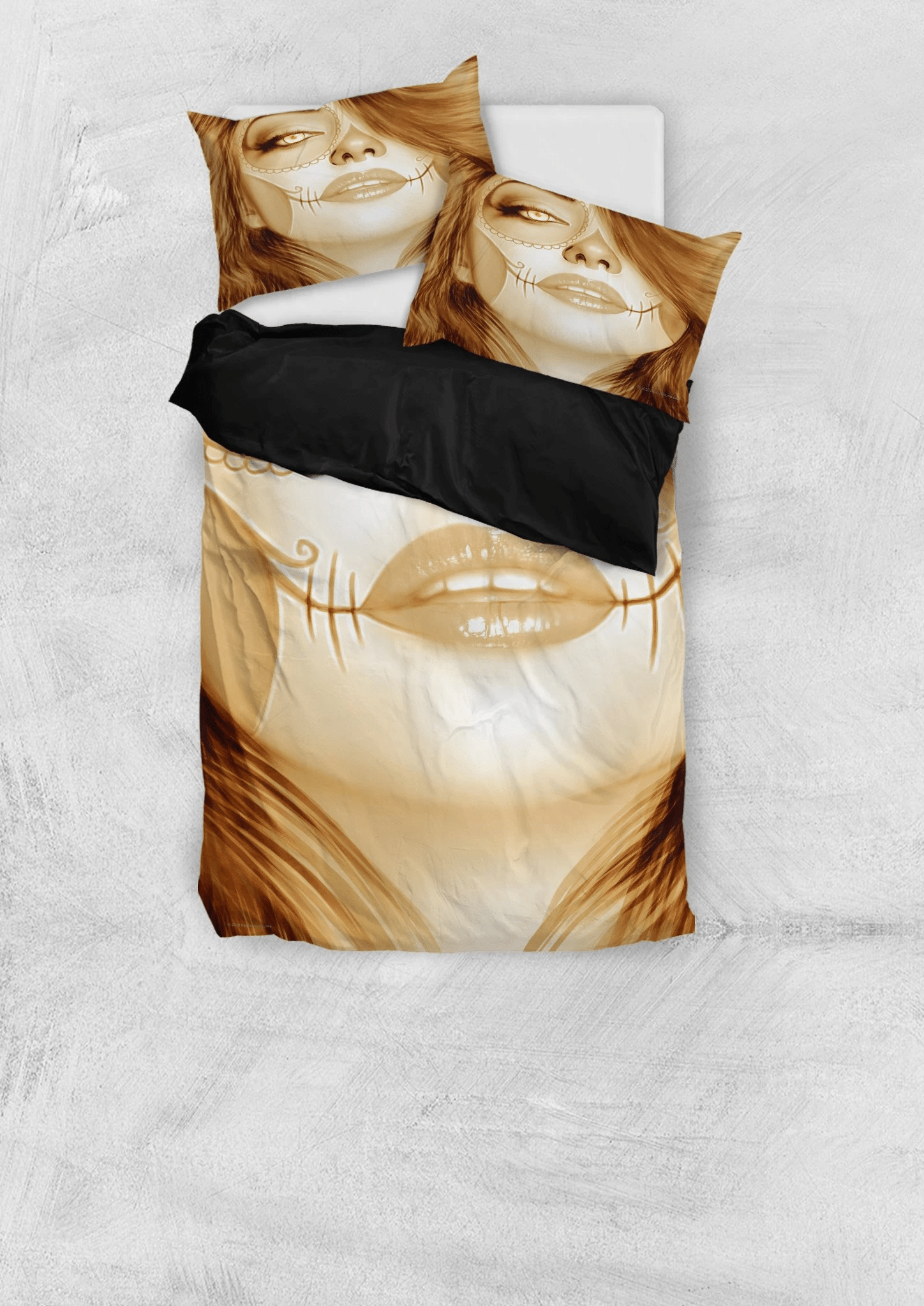 light brown calavera fresh look halloween spirit duvet cover bedding set bedroom decor 6937