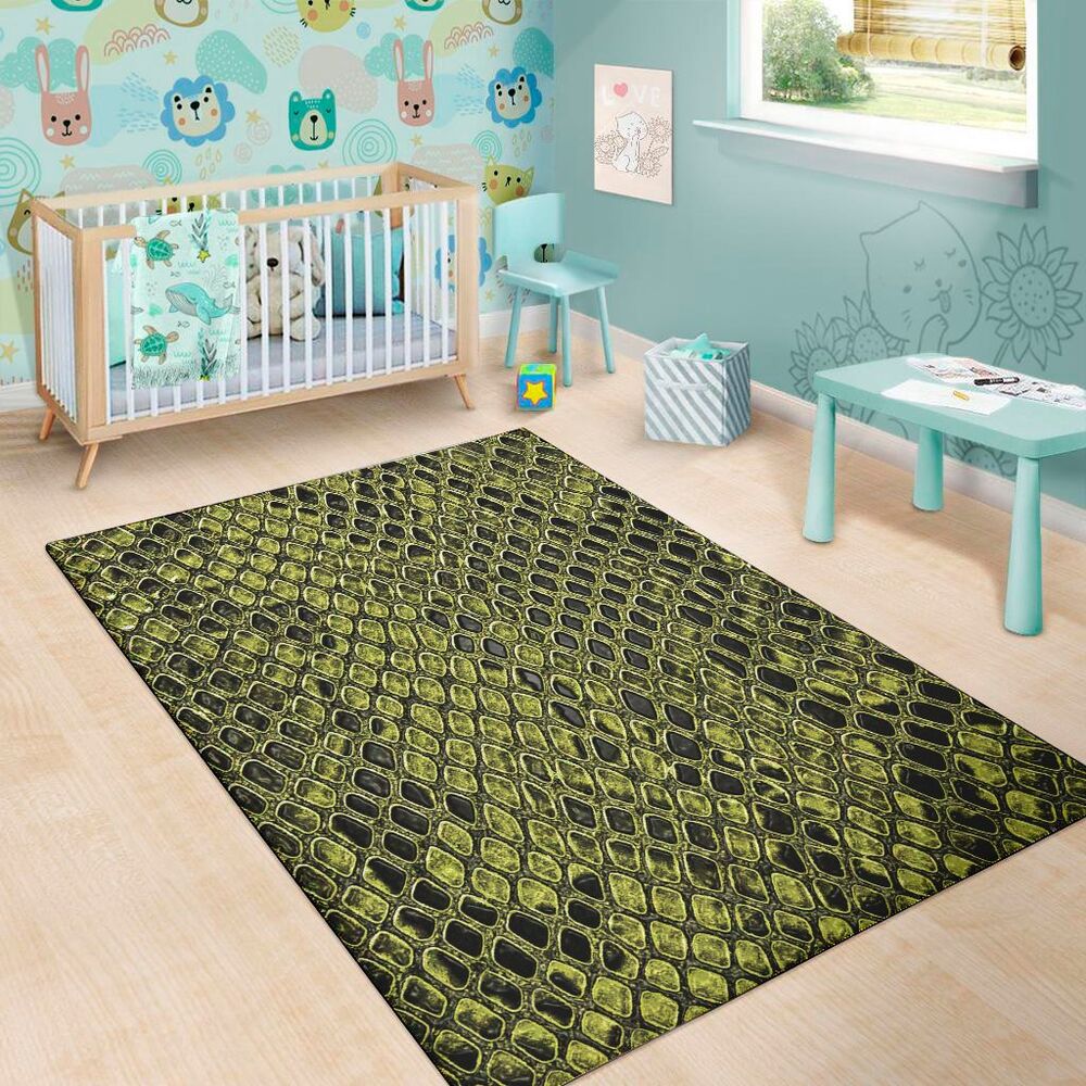 Lime Green And Black Snakeskin Print Area Rug Floor Decor lime green and black snakeskin print area rug floor decor 1408