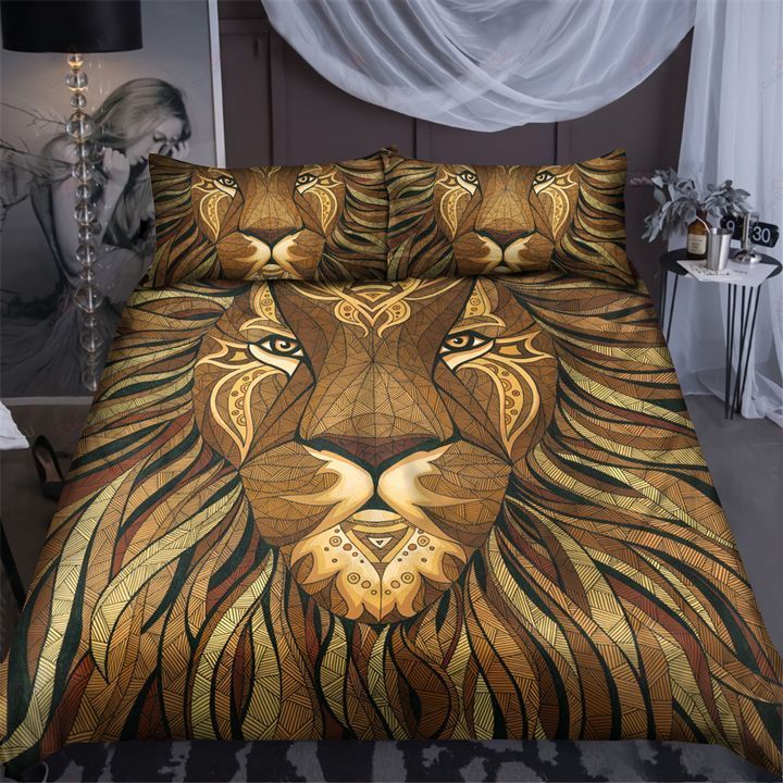 lion brown abstract bedding set home decor 1932