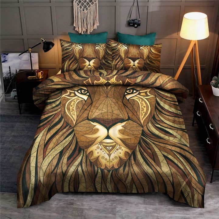 lion brown abstract bedding set home decor 5248
