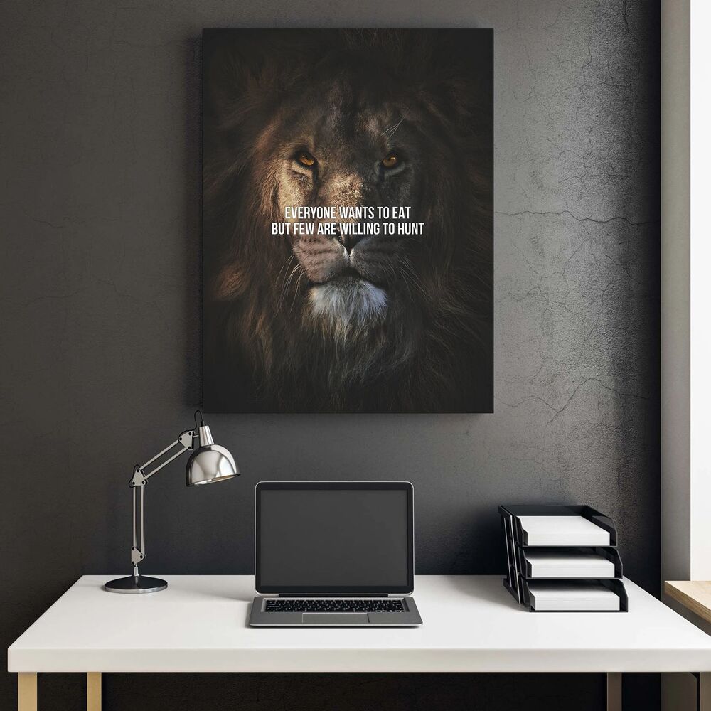 Lion Hunt Motivational Positive Canvas Print - Wall Art Decor lion hunt motivational positive canvas print wall art decor 1696