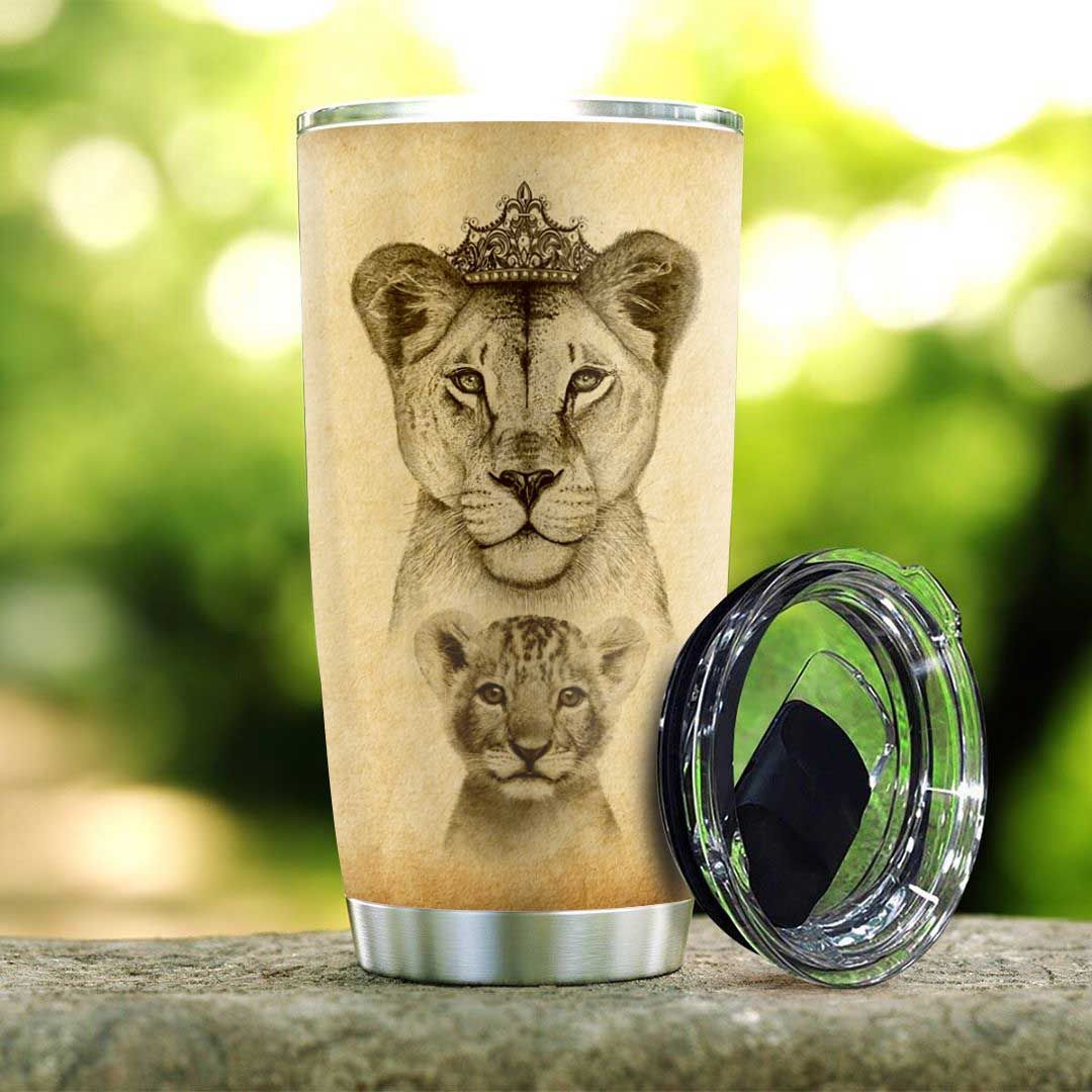 lion mom to daughter stainless steel tumbler 6701
