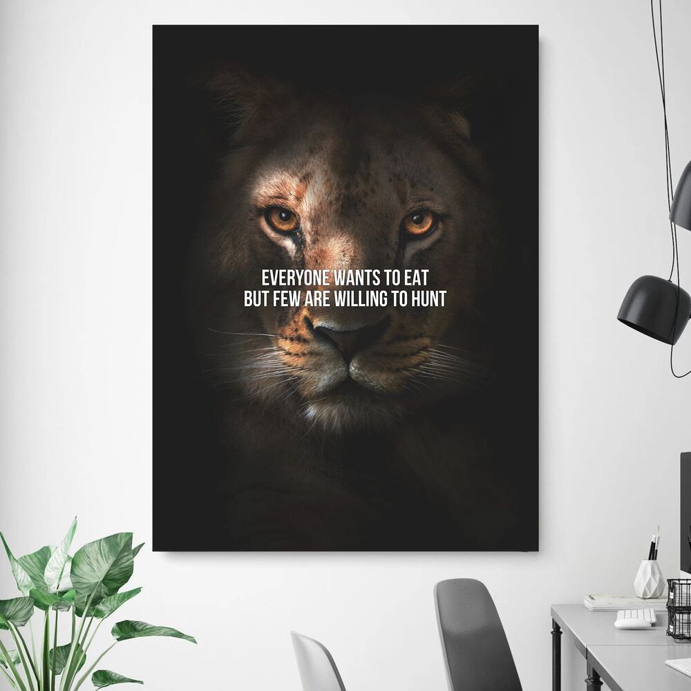 Lioness Hunt Motivational Positive Canvas Print - Wall Art Decor lioness hunt motivational positive canvas print wall art decor 5586