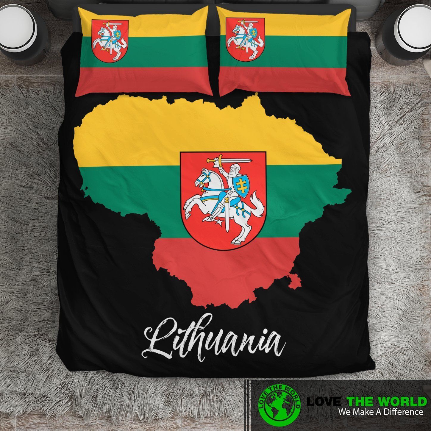 lithuania lietuva flag black background bedding set bedroom decor 1335
