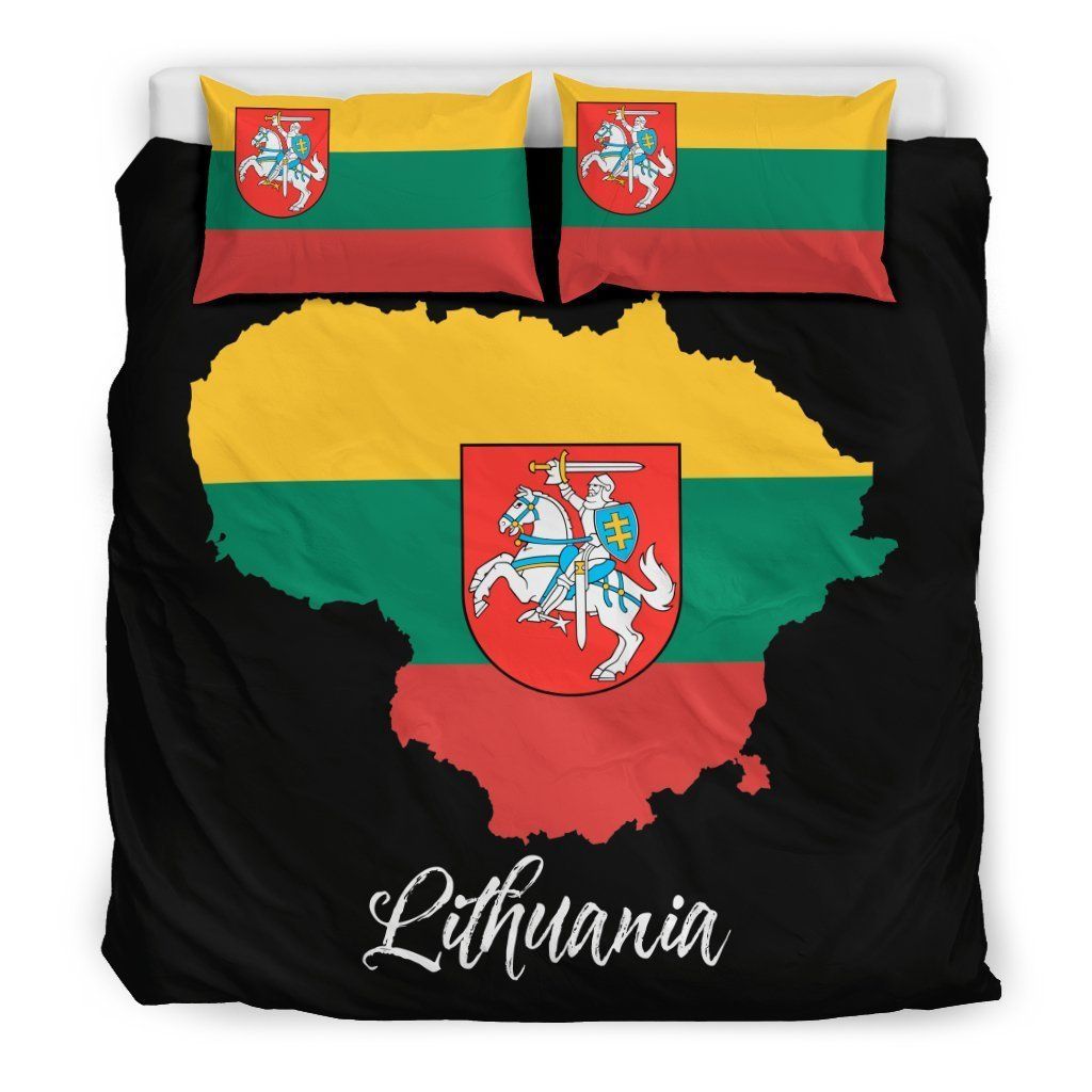 lithuania lietuva flag black background bedding set bedroom decor 2342