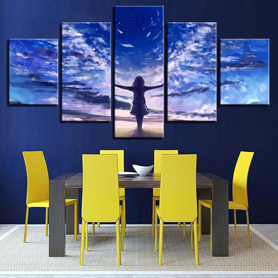 little girl angel abstract 5 panel canvas art wall decor 4620