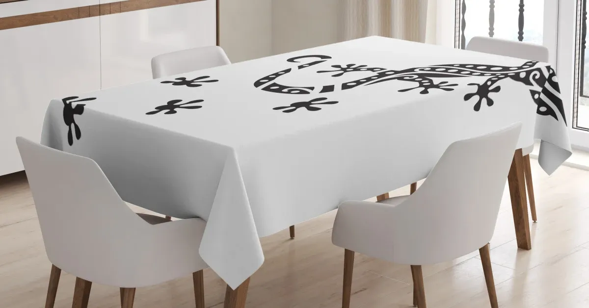 lizard and footprints 3d printed tablecloth table decor 3701