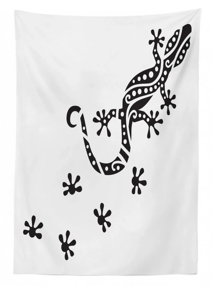 lizard and footprints 3d printed tablecloth table decor 3956