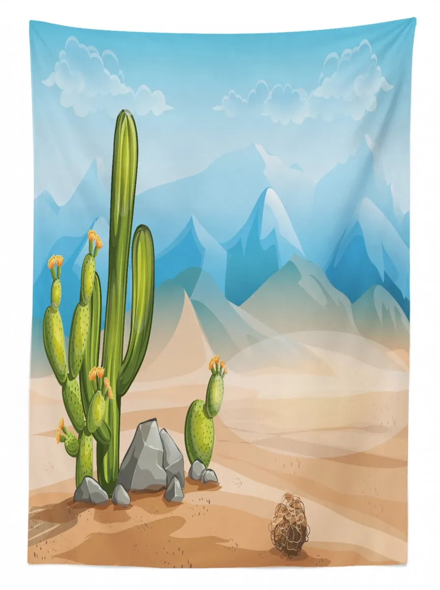 Lonely Cactus In The Desert 3D Printed Tablecloth Table Decor lonely cactus in the desert 3d printed tablecloth table decor 7752