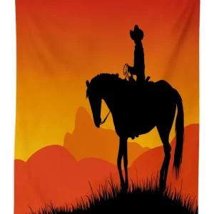 lonely cowboy horseback 3d printed tablecloth table decor 1224