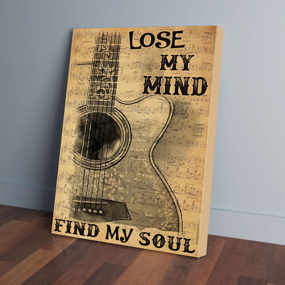 lose my mind find my soul guitar acoustic canvas prints wall art decor 7666
