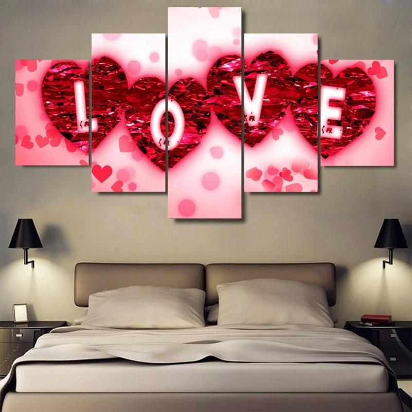 love 05 abstract 5 panel canvas art wall decor 3779