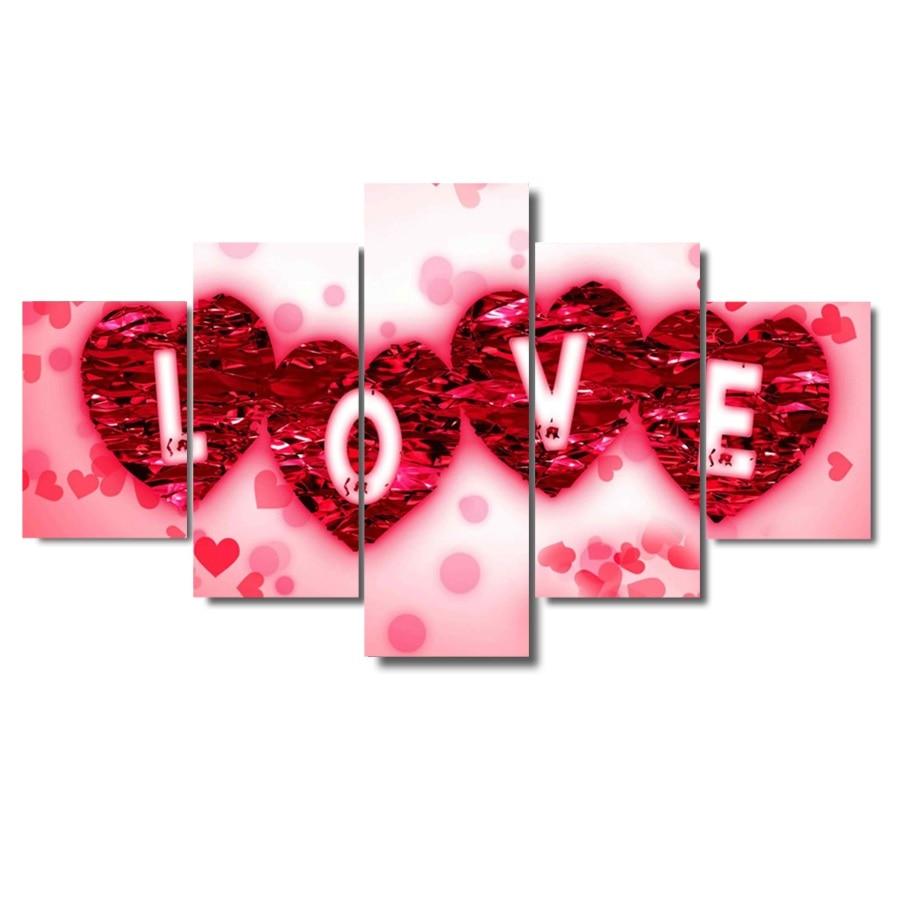 love 05 abstract 5 panel canvas art wall decor 4360