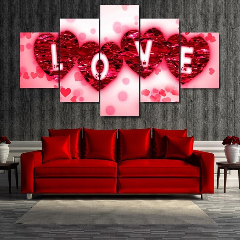 love 05 abstract 5 panel canvas art wall decor 5270