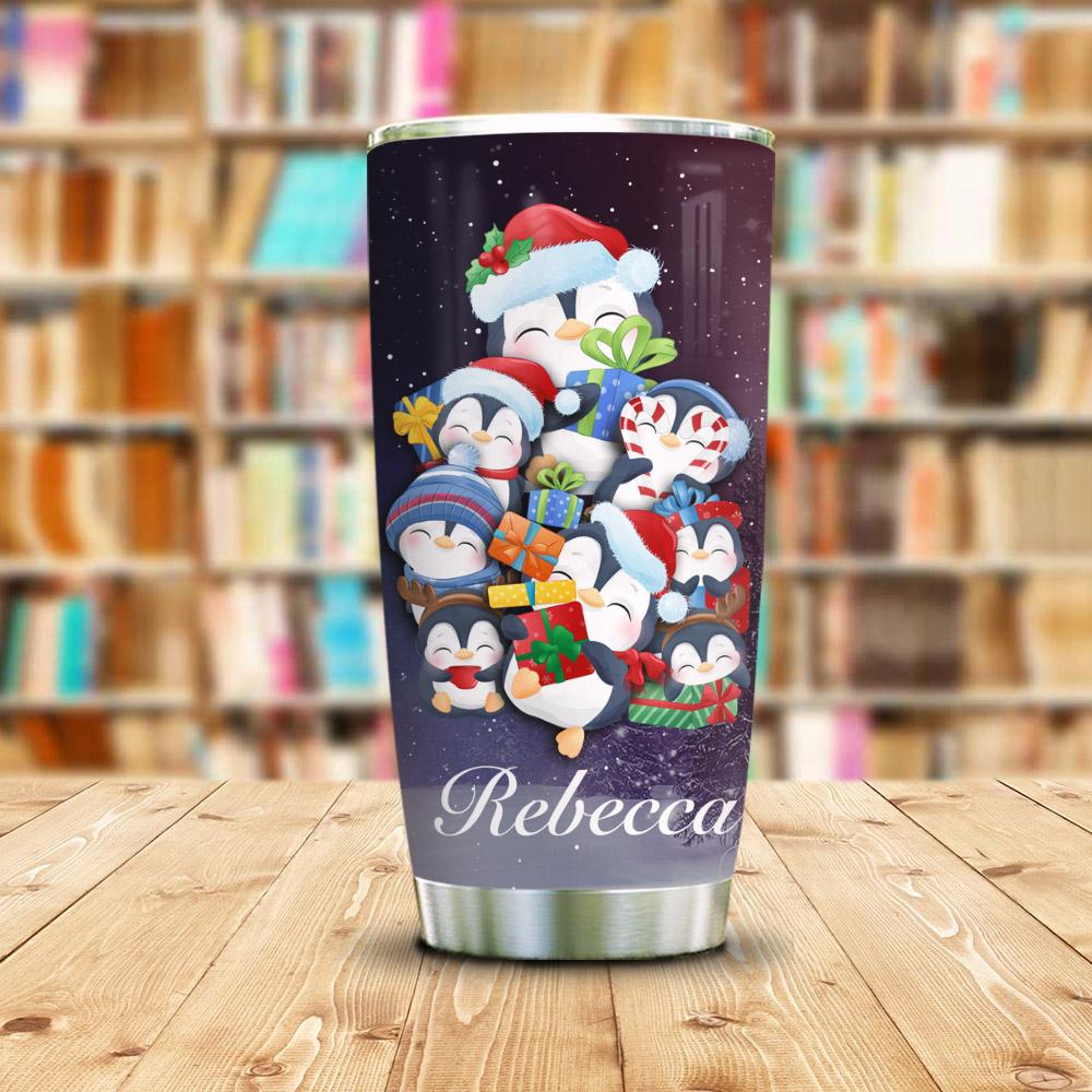 love christmas and penguins personalized stainless steel tumbler 3182