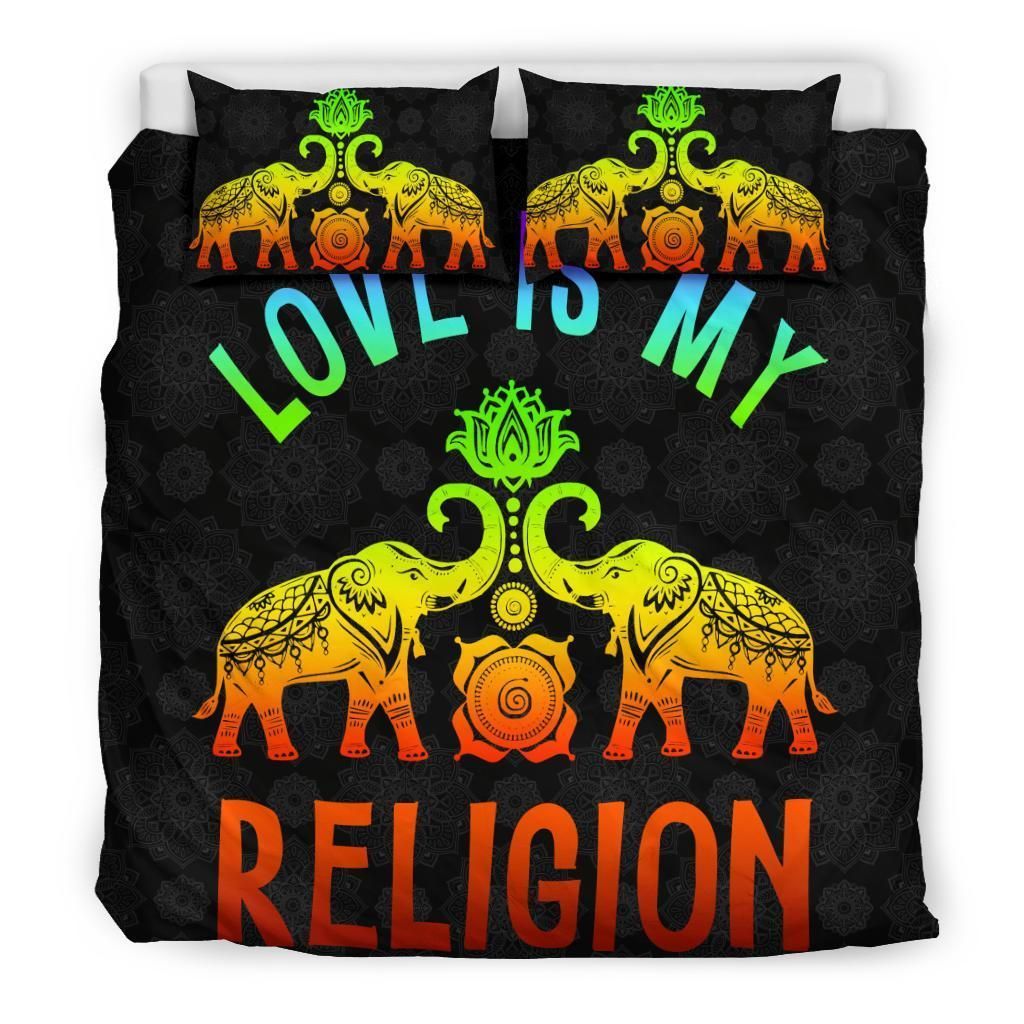 love elephant religion colorful lotus bedding set bedroom decor 3248