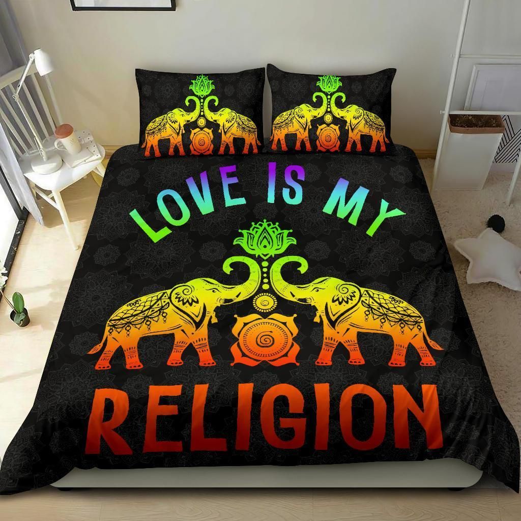 love elephant religion colorful lotus bedding set bedroom decor 8018