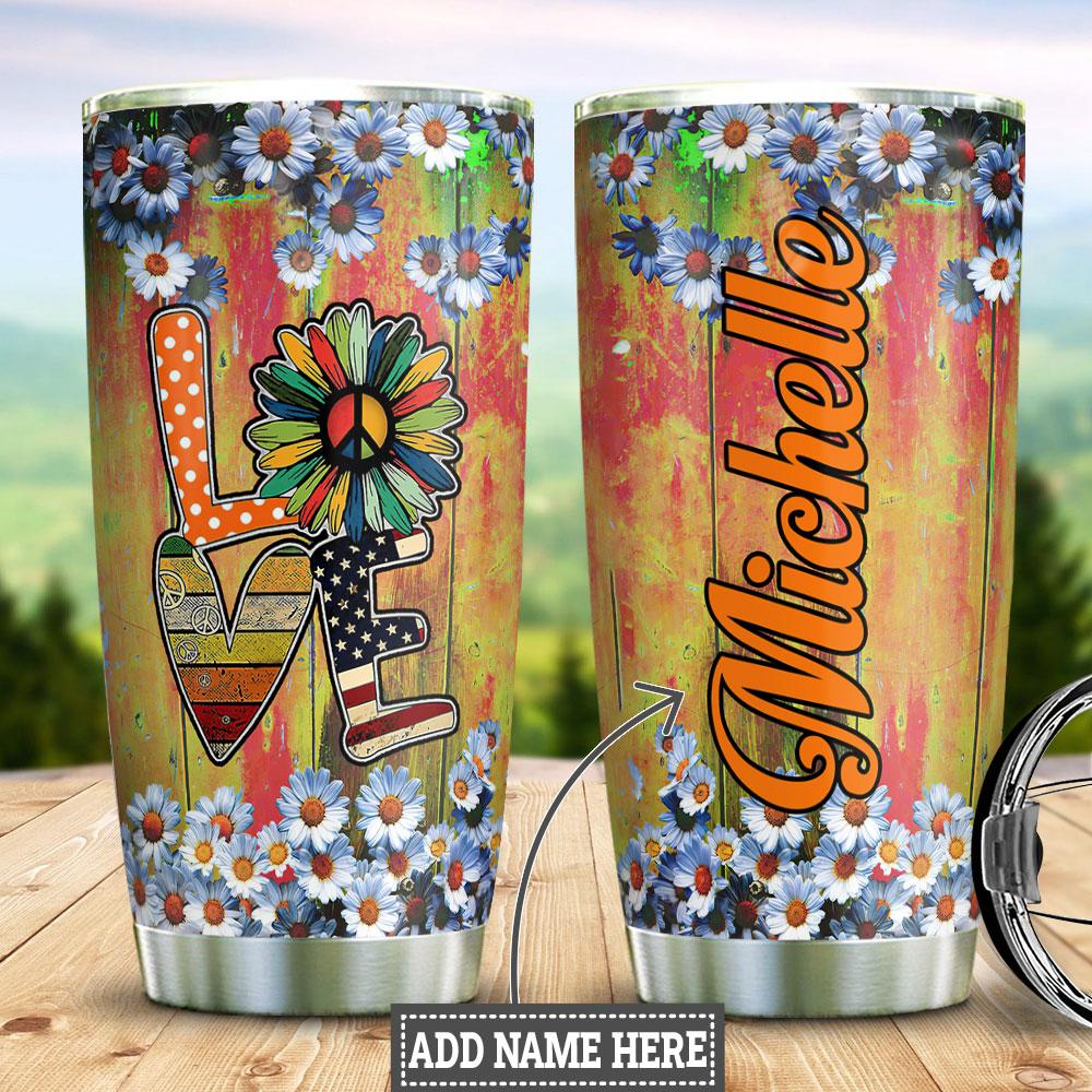 love hippie personalized stainless steel tumbler 2586