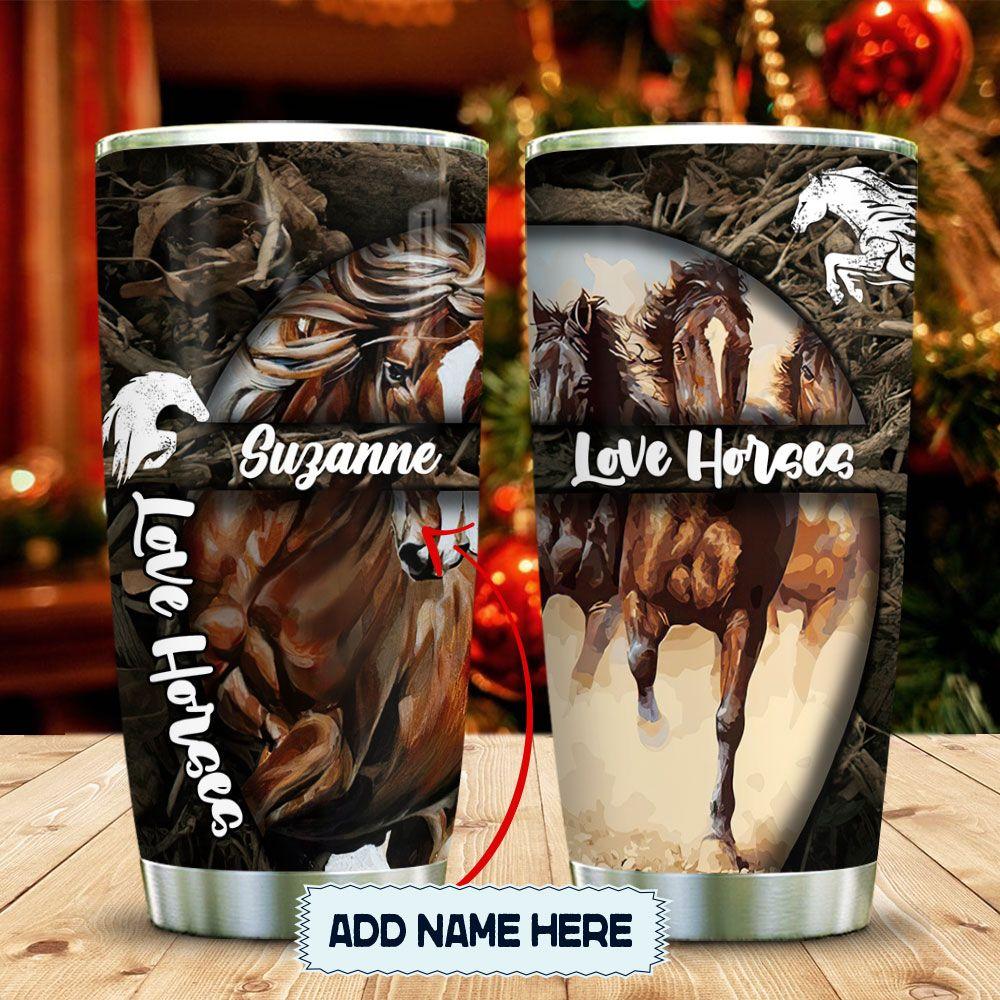 Love Horses Personalized Stainless Steel Tumbler love horses personalized stainless steel tumbler 1435