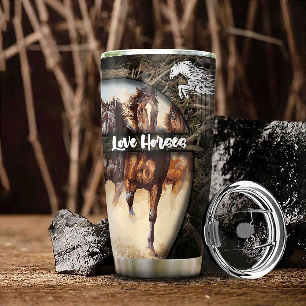 Love Horses Personalized Stainless Steel Tumbler love horses personalized stainless steel tumbler 1732