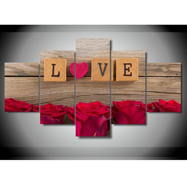 love in scrabble abstract 5 panel canvas art wall decor 4816