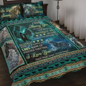 love made us together forever valentine wedding anniversary gift for wolf lovers quilt bedding set 2742