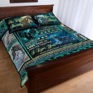 love made us together forever valentine wedding anniversary gift for wolf lovers quilt bedding set 5522