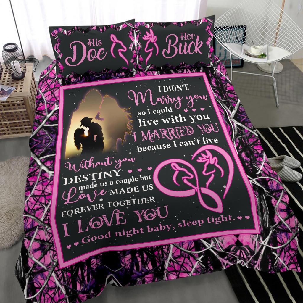 love made us together forever ver2 pink camo deer hunting valentine gifts wedding anniversary gift comforter duvet bedding set 3744