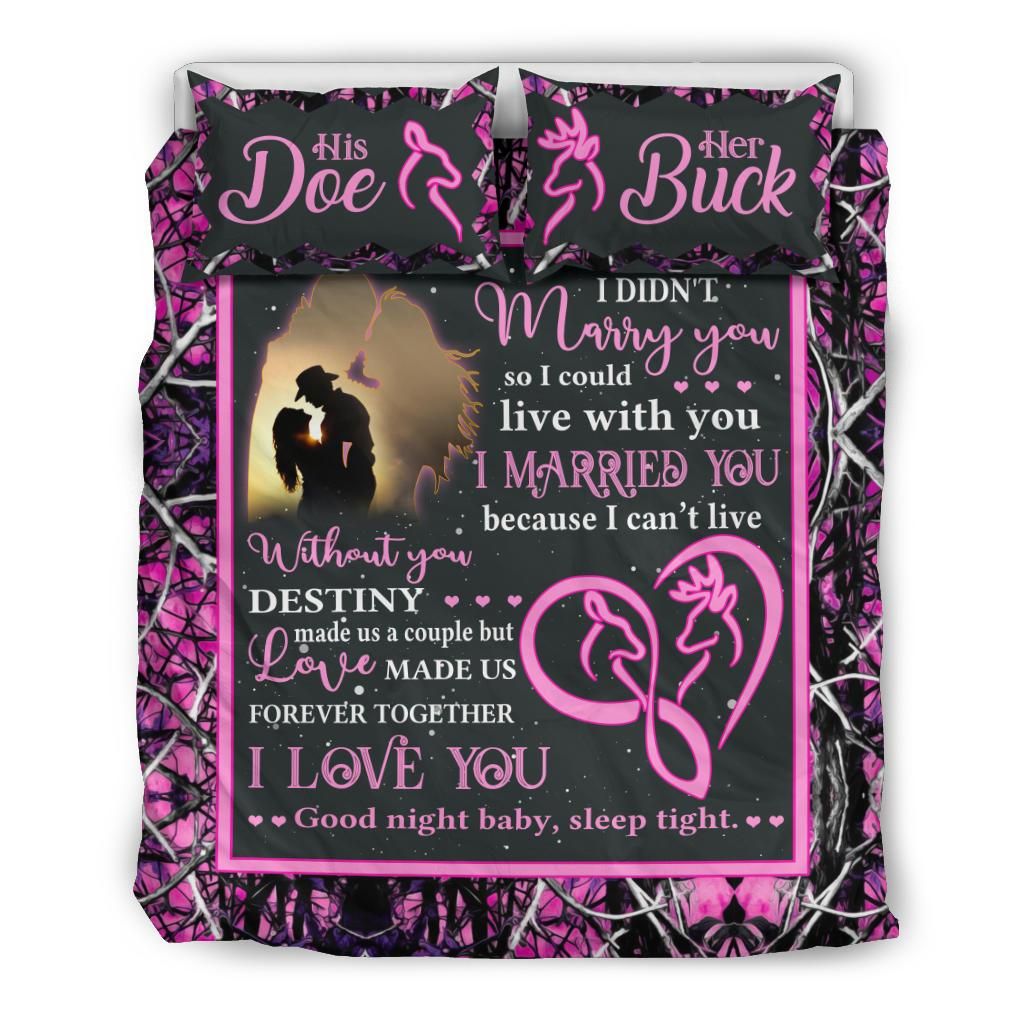 love made us together forever ver2 pink camo deer hunting valentine gifts wedding anniversary gift comforter duvet bedding set 6747