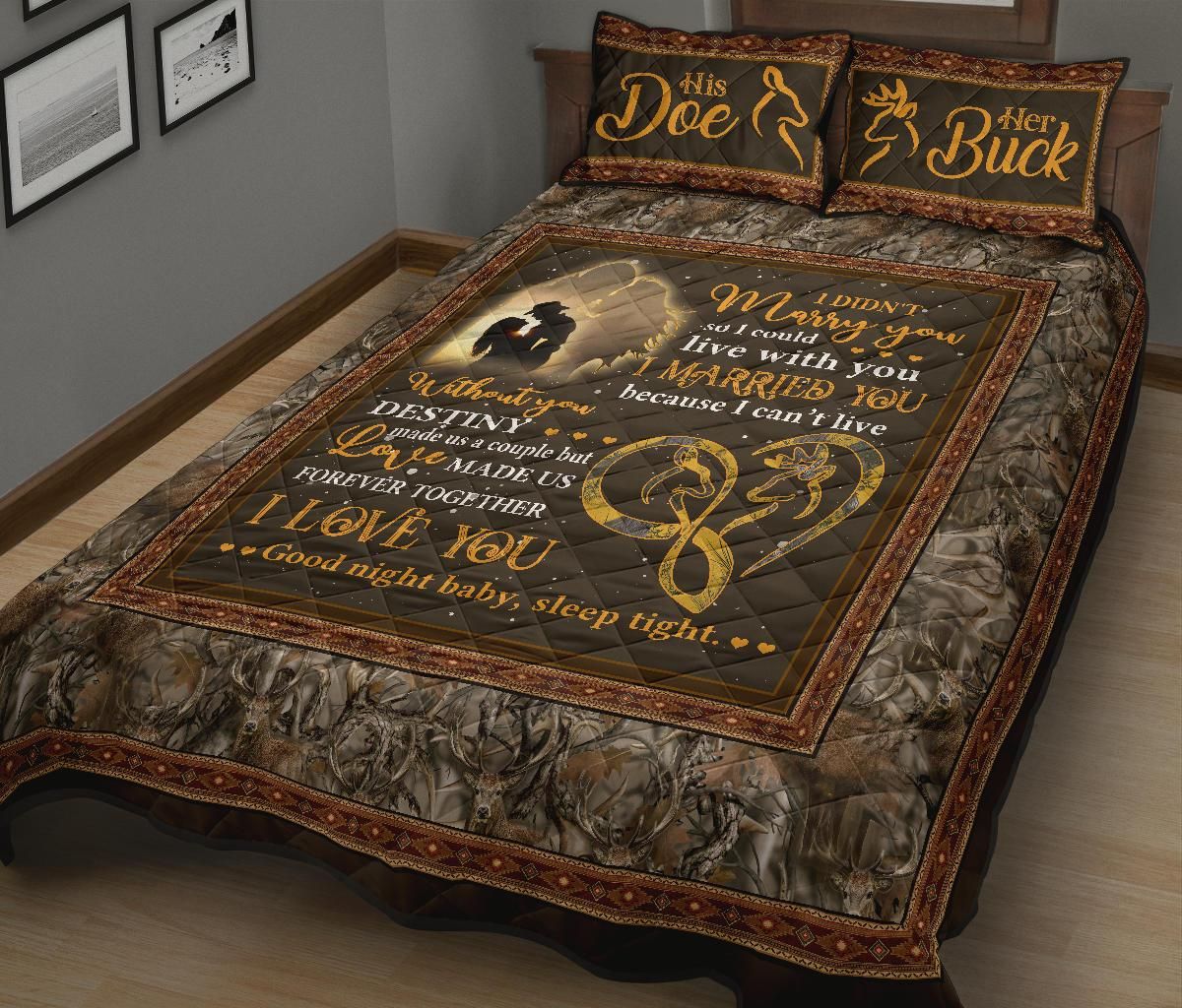 love made us together forever ver4 native pattern deer hunting valentine gifts wedding anniversary gift quilt bedding set 1043