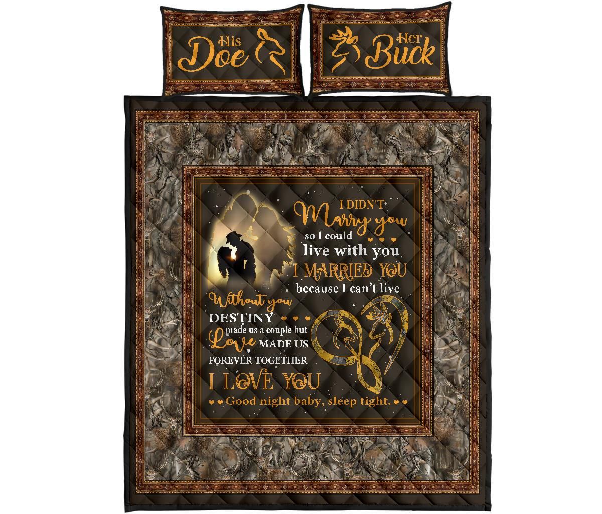 love made us together forever ver4 native pattern deer hunting valentine gifts wedding anniversary gift quilt bedding set 1283