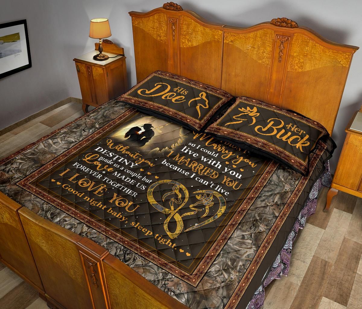 love made us together forever ver4 native pattern deer hunting valentine gifts wedding anniversary gift quilt bedding set 4457