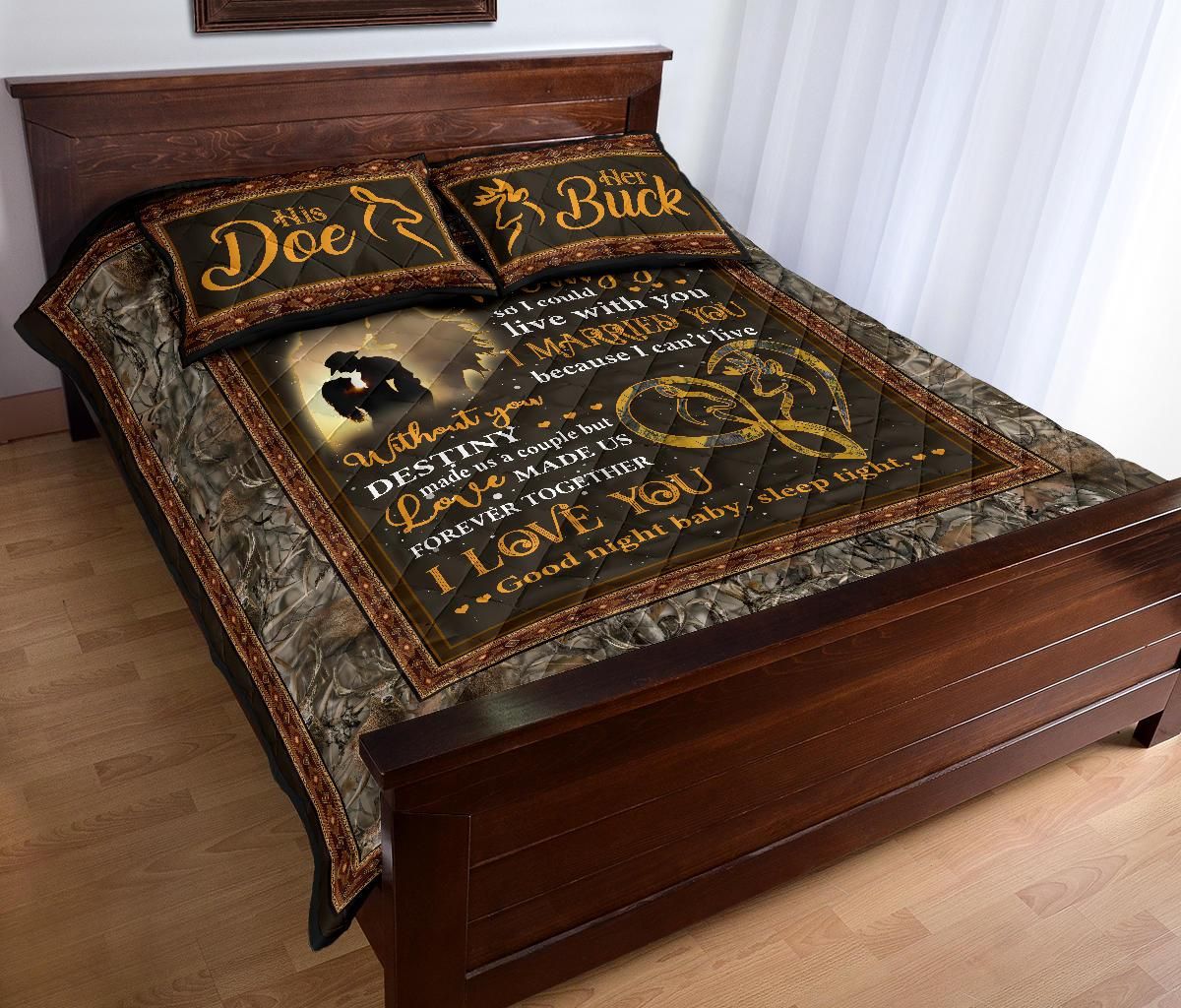 love made us together forever ver4 native pattern deer hunting valentine gifts wedding anniversary gift quilt bedding set 7294