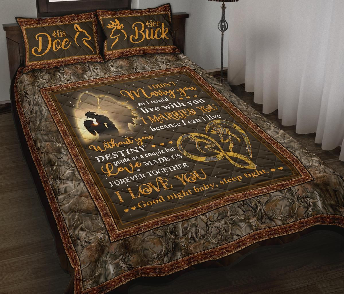 love made us together forever ver4 native pattern deer hunting valentine gifts wedding anniversary gift quilt bedding set 8050