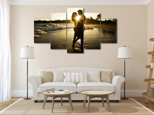 love on beach abstract 5 panel canvas art wall decor 1225