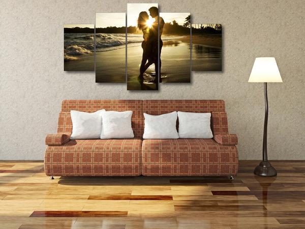 love on beach abstract 5 panel canvas art wall decor 8492
