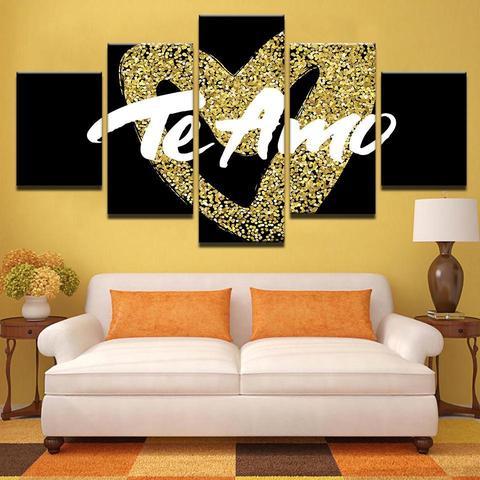 love te amo abstract 5 panel canvas art wall decor 8091
