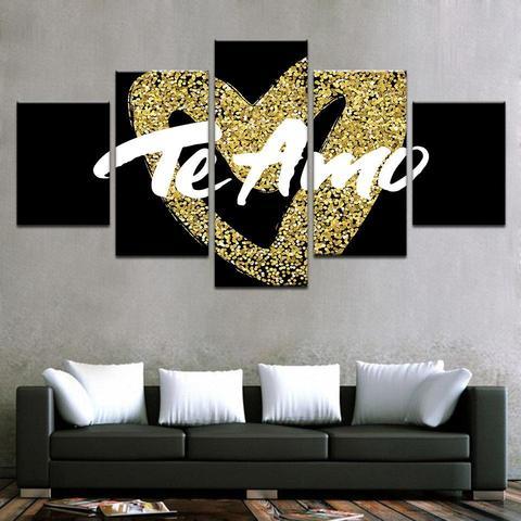 love te amo abstract 5 panel canvas art wall decor 8465