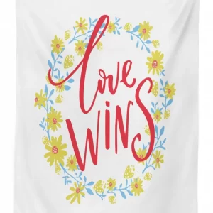 love wins floral wreath 3d printed tablecloth table decor 2186
