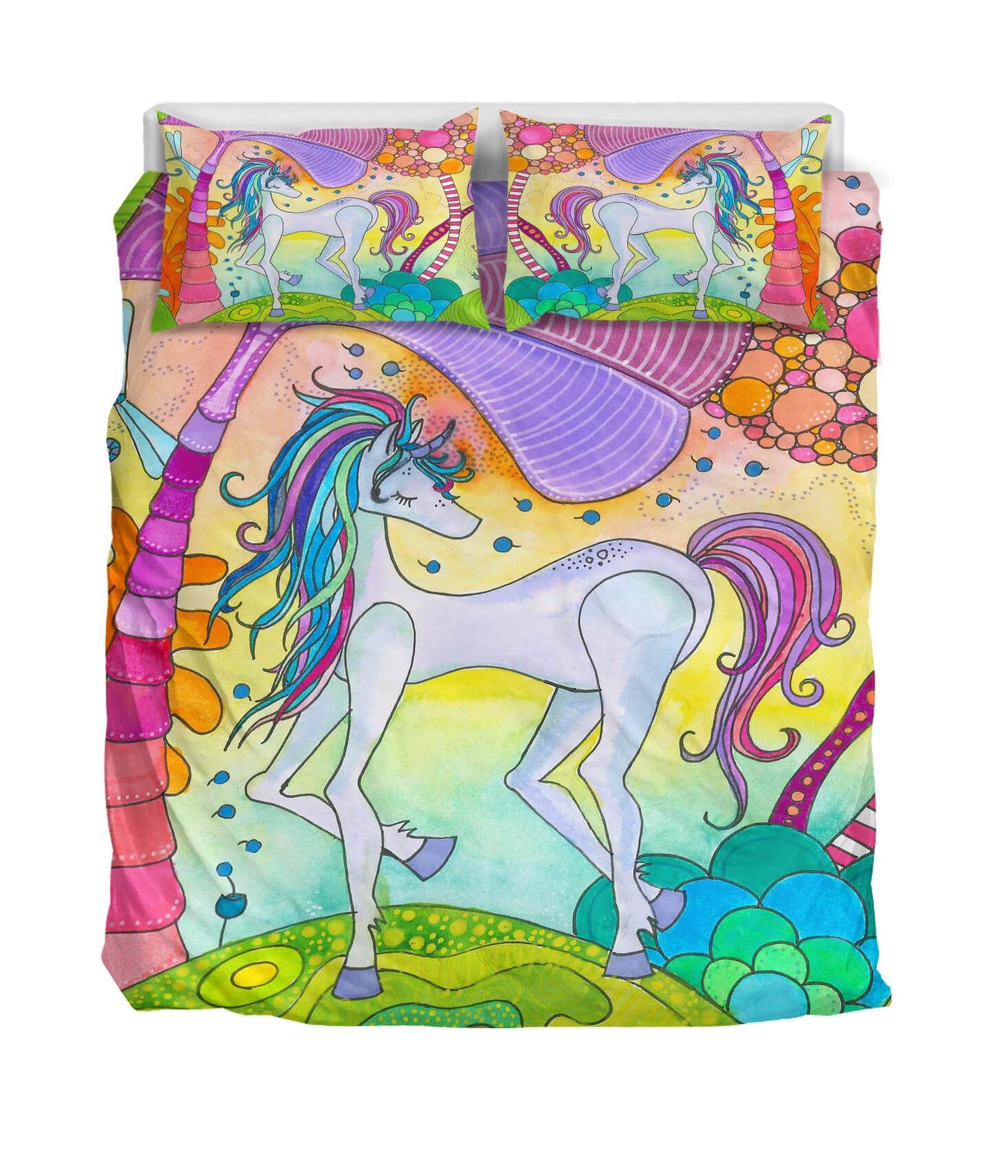 lovely unicorn on earth duvet cover bedding set 2603