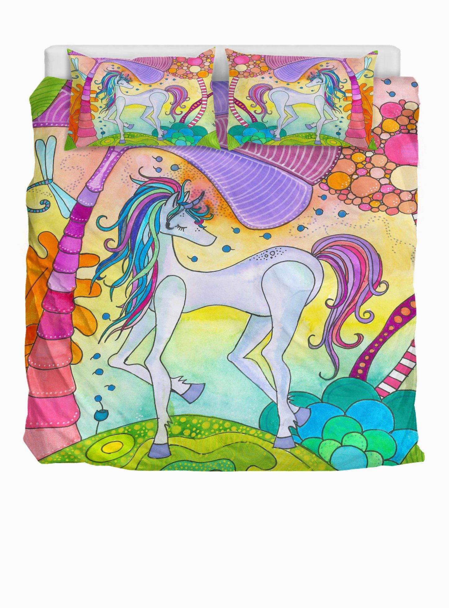 lovely unicorn on earth duvet cover bedding set 6568