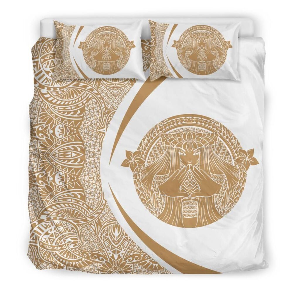 Madame Pele Plumeria Polynesian Circle Style Gold And White Duvet Cover Bedding Set madame pele plumeria polynesian circle style gold and white duvet cover bedding set 7969