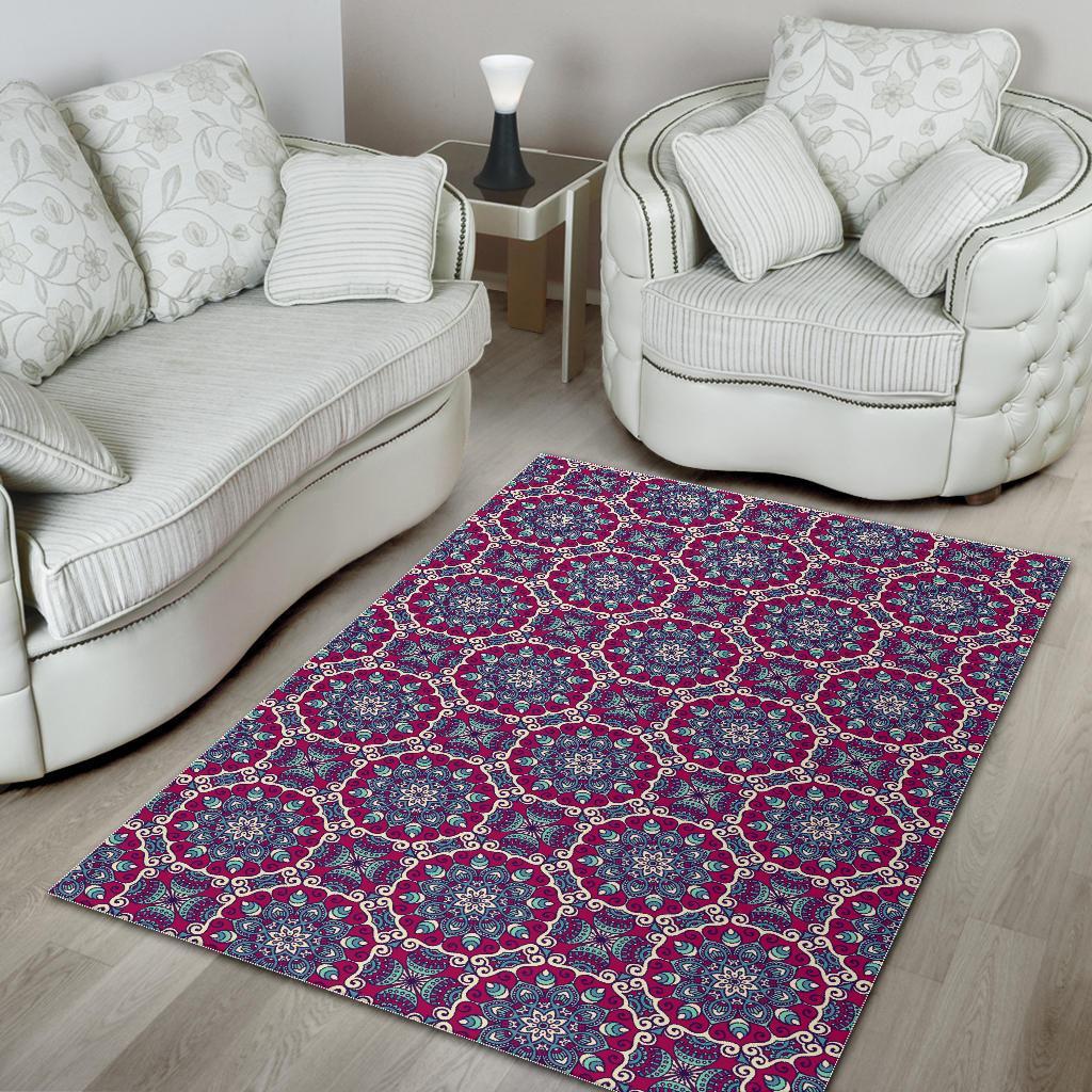 magenta mandala bohemian pattern print area rug floor decor 4806