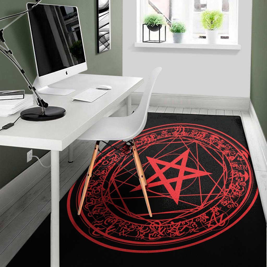 Magic Pentagram Symbol Print Area Rug Floor Decor magic pentagram symbol print area rug floor decor 2447